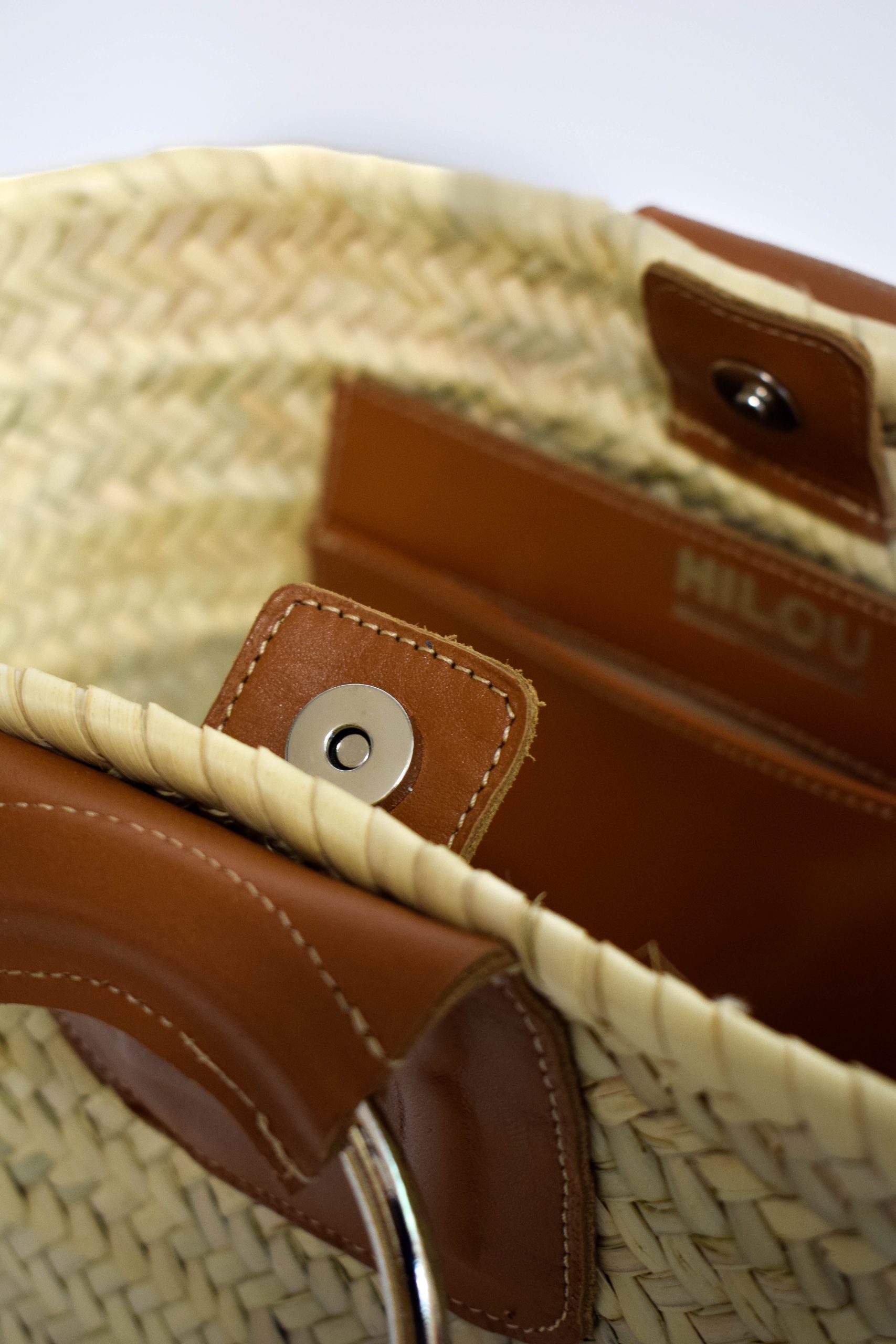 Panier h – Palmier & cuir marron – Image 6