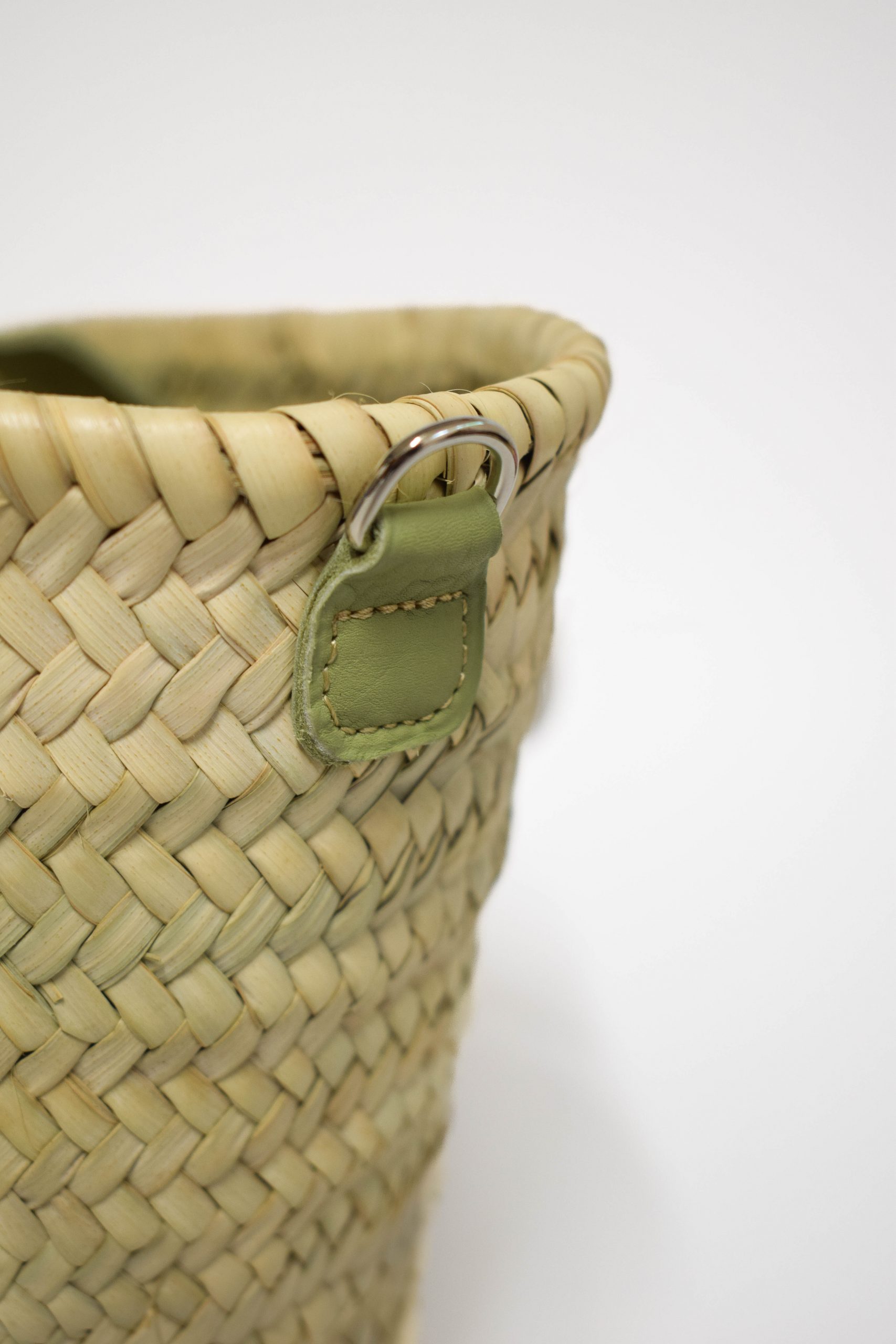 Panier h – Palmier & cuir vert sauge – Image 6